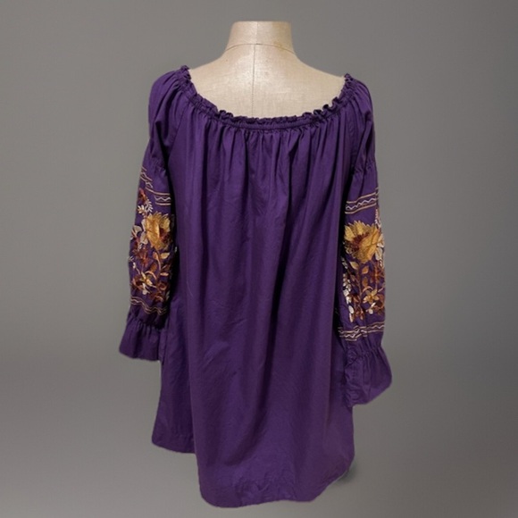 Free people dress large flowers leaves rich purple - Picture 3 of 8